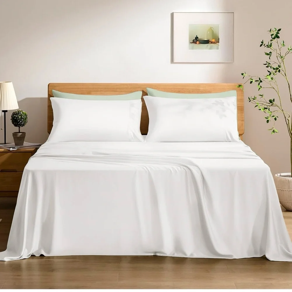 Luxury cooling sheeting set 100% viscose from bamboo,4 piece bedding set (queen)